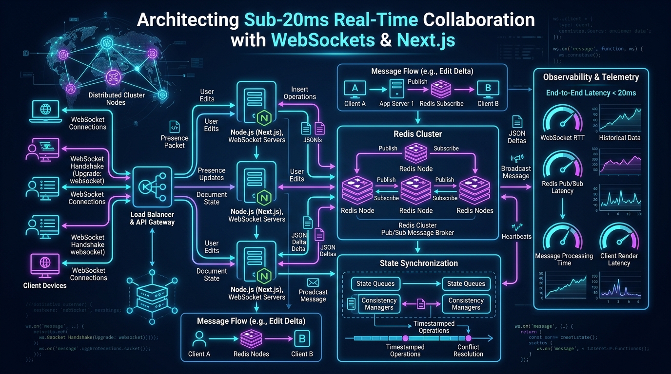 Distributed WebSocket cluster nodes and Redis pub/sub messaging architecture
